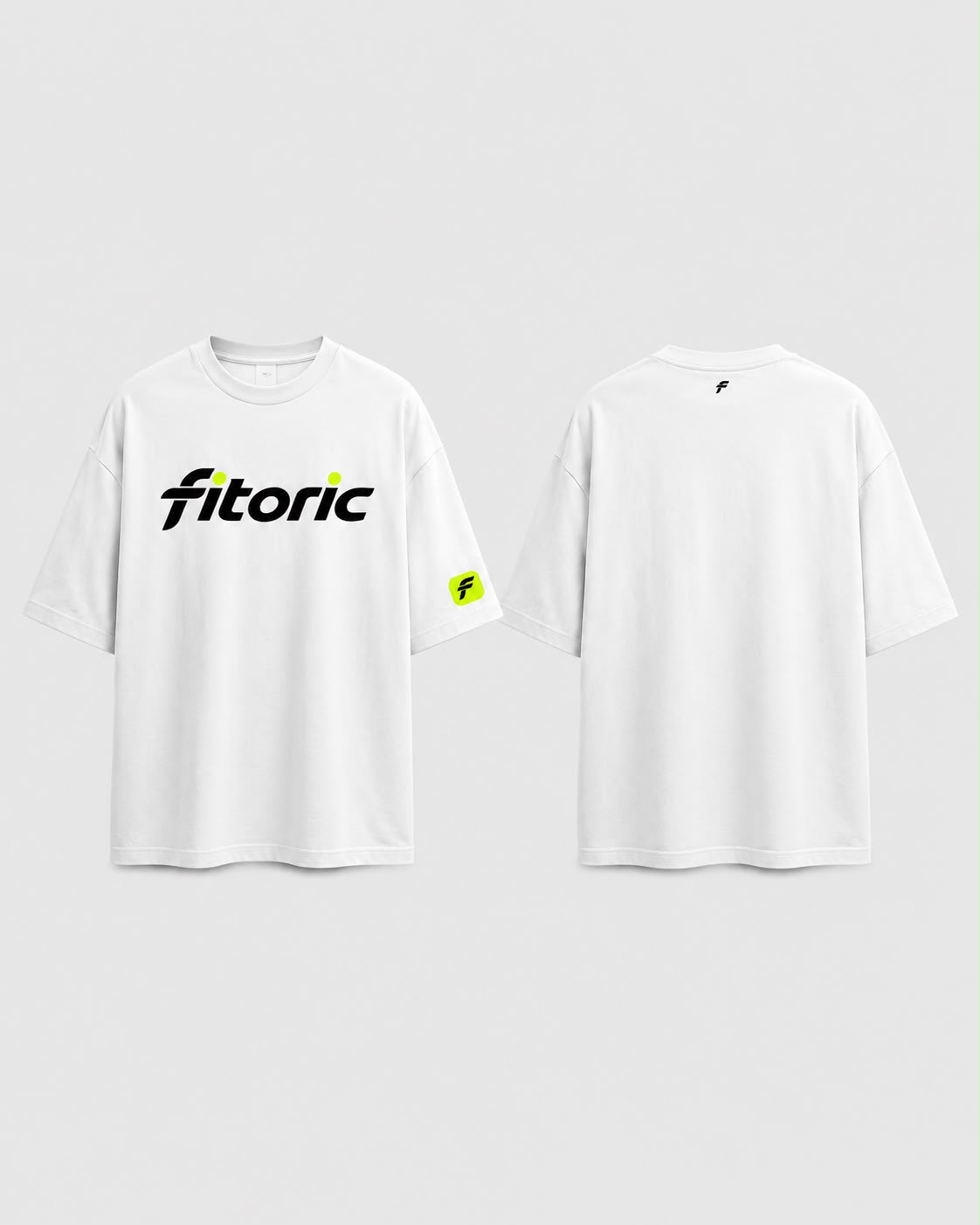 White Fitoric Everyday oversized training tee shown front and back.